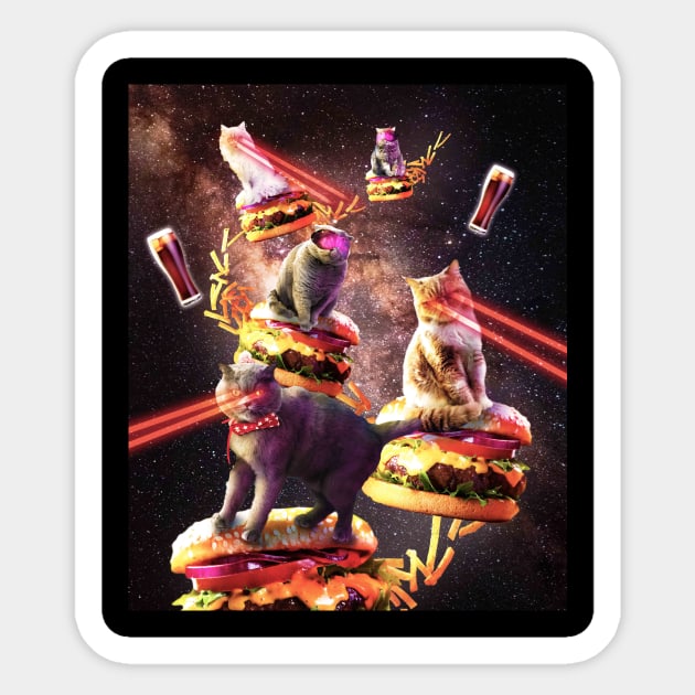 Galaxy Laser Cat On Burger - Space Cheeseburger Cats with Lazer Sticker by Random Galaxy